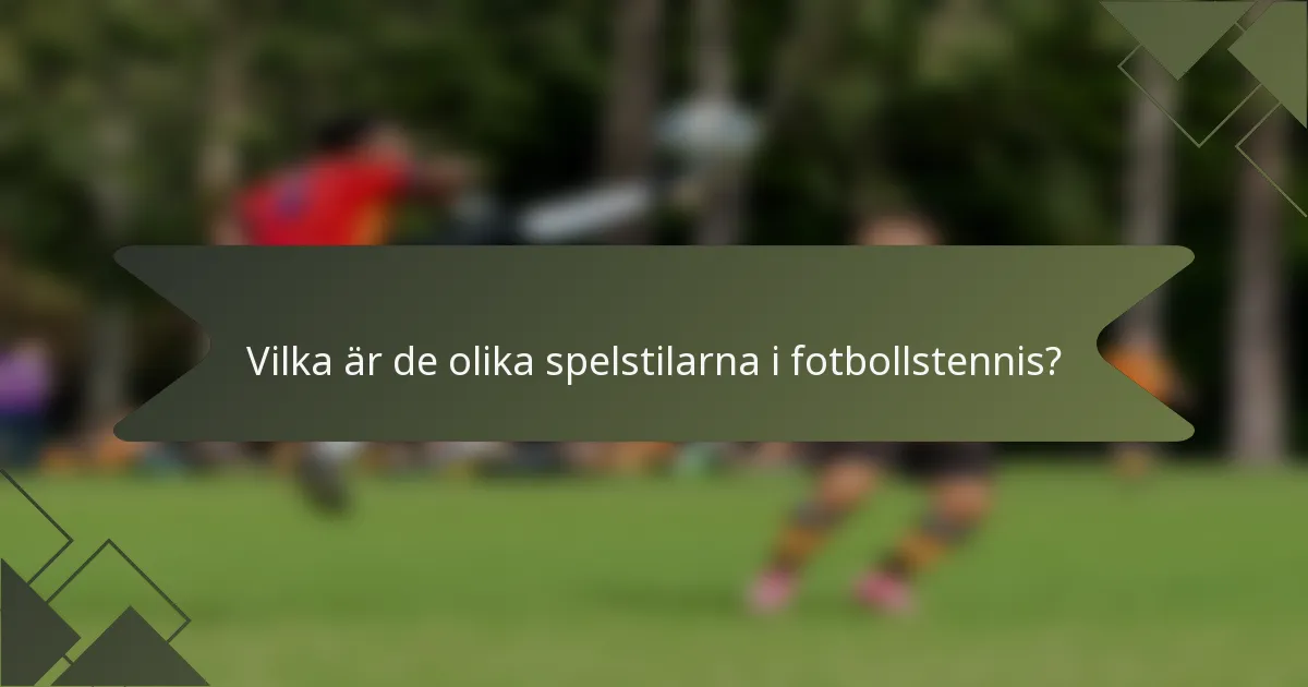 Vilka är de olika spelstilarna i fotbollstennis?